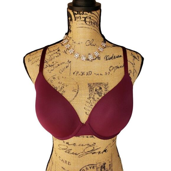 Victoria's Secret Bar 34D Lightly Lined Demi Everywhere T-shirt Bra Burgundy 34D - Picture 8 of 8